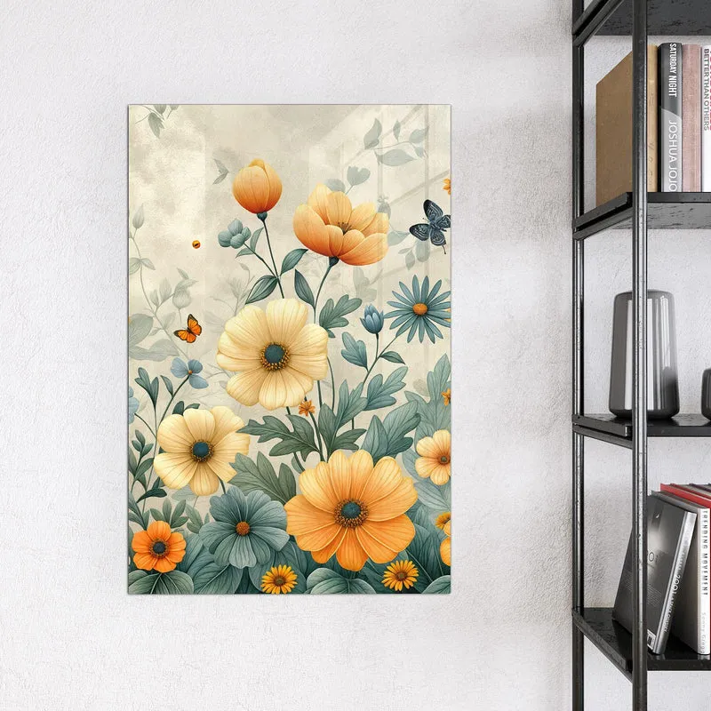 Magnettafel - Sommerblüten auf Beige