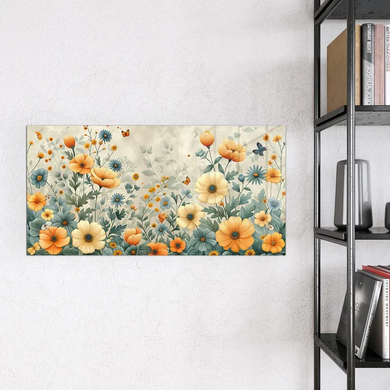 Magnettafel - Sommerblüten auf Beige