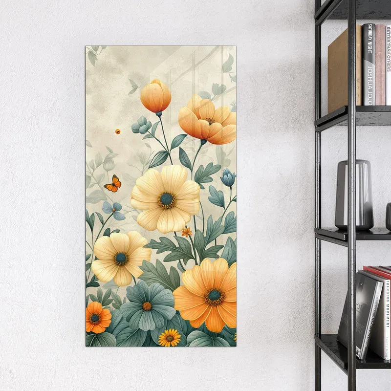 Magnettafel - Sommerblüten auf Beige