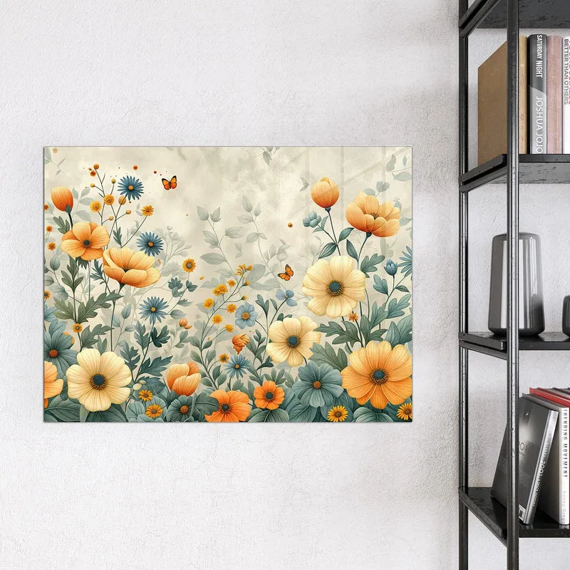 Magnettafel - Sommerblüten auf Beige