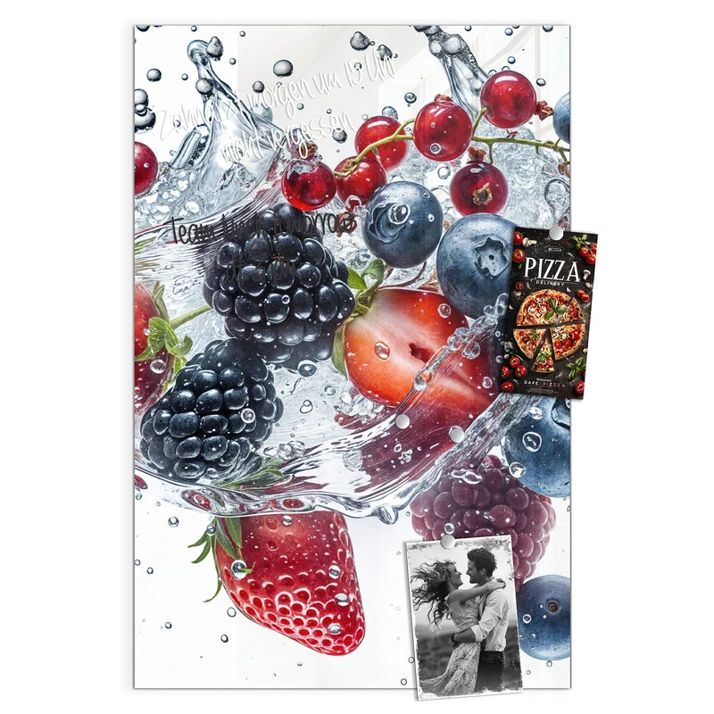 Magnettafel - Beeren im Spritzwasser