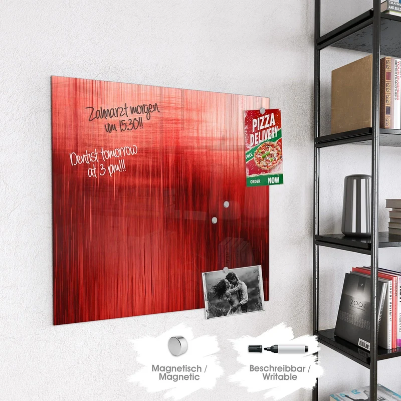 Magnettafel - Vertikale Linien in Rot