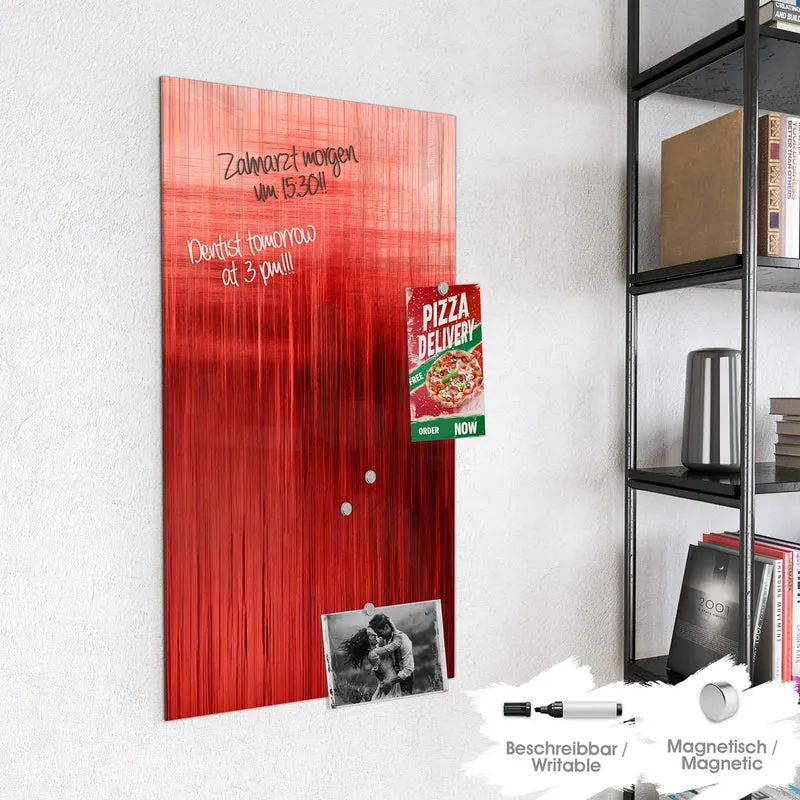 Magnettafel - Vertikale Linien in Rot