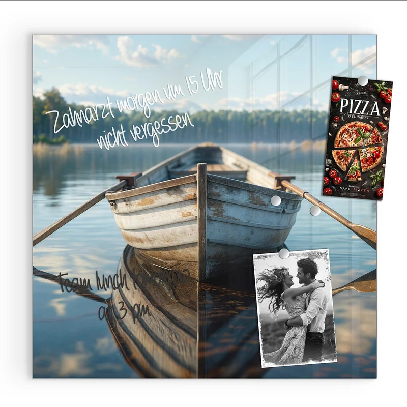 Magnettafel - Ruderboot am Waldsee