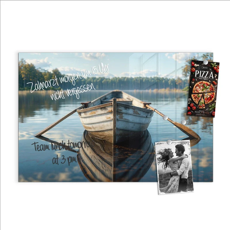 Magnettafel - Ruderboot am Waldsee
