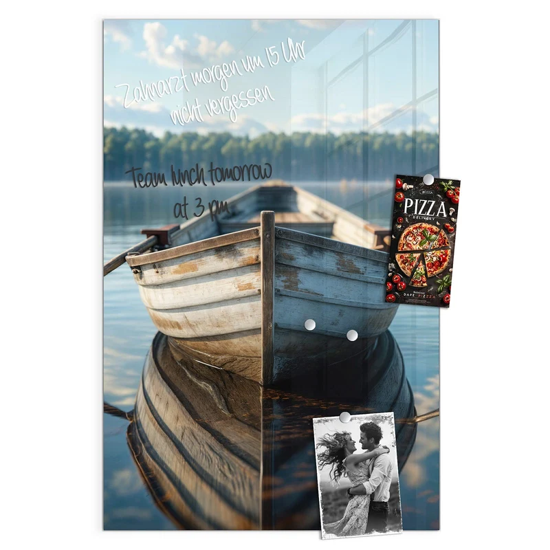 Magnettafel - Ruderboot am Waldsee