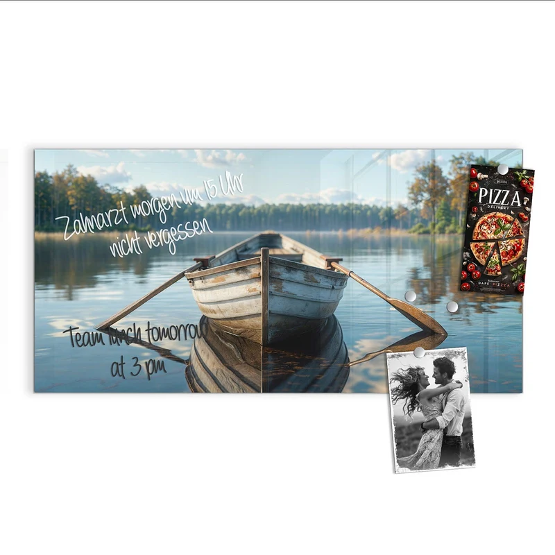 Magnettafel - Ruderboot am Waldsee