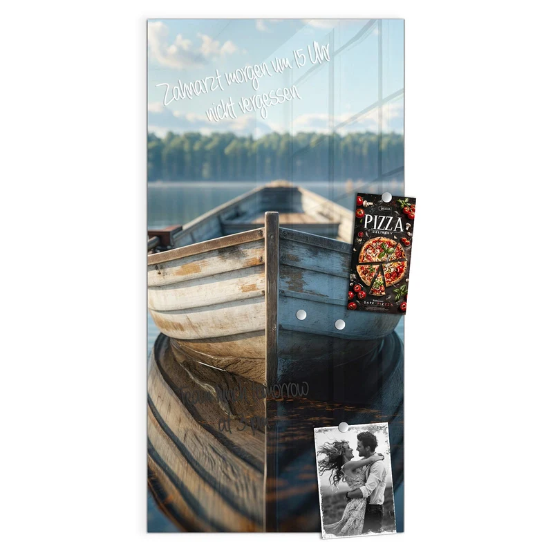 Magnettafel - Ruderboot am Waldsee
