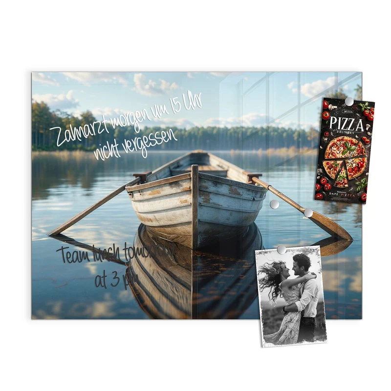 Magnettafel - Ruderboot am Waldsee