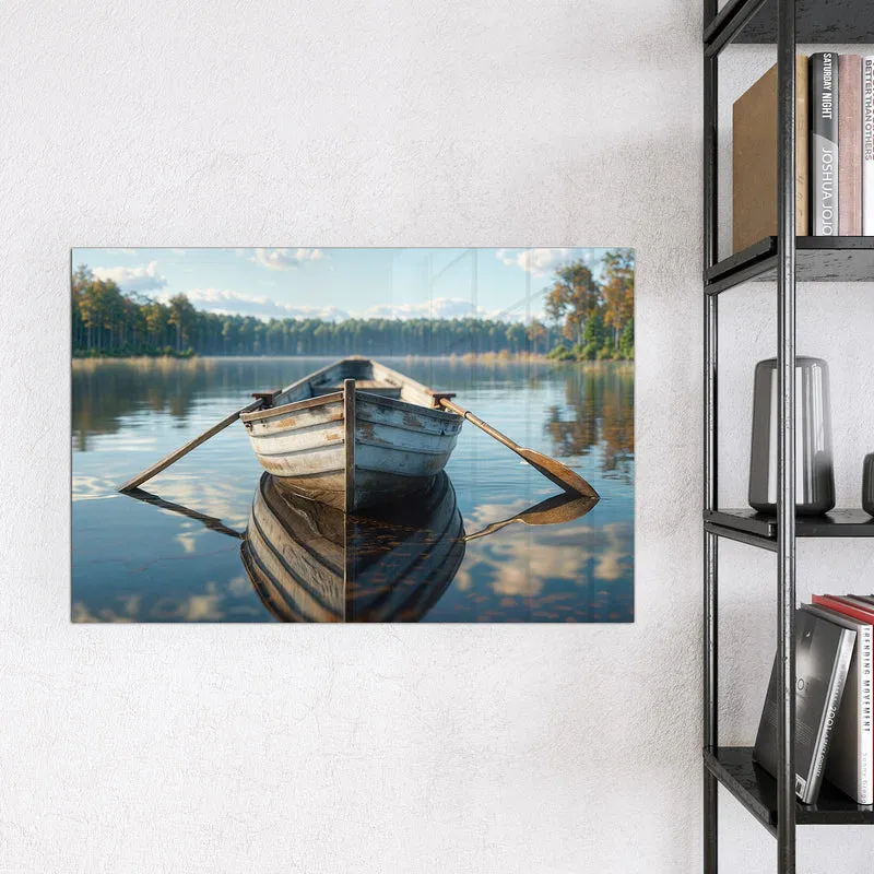 Magnettafel - Ruderboot am Waldsee