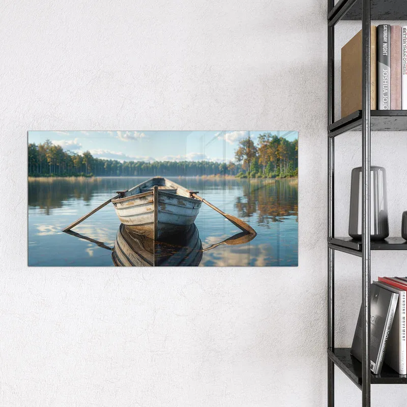 Magnettafel - Ruderboot am Waldsee