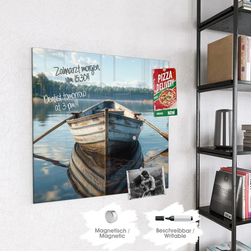 Magnettafel - Ruderboot am Waldsee