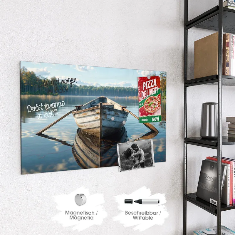 Magnettafel - Ruderboot am Waldsee