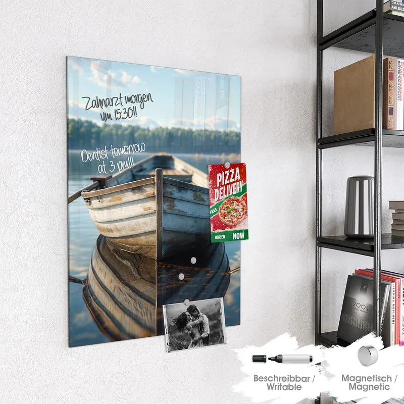 Magnettafel - Ruderboot am Waldsee