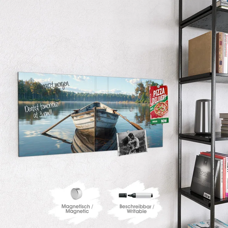 Magnettafel - Ruderboot am Waldsee