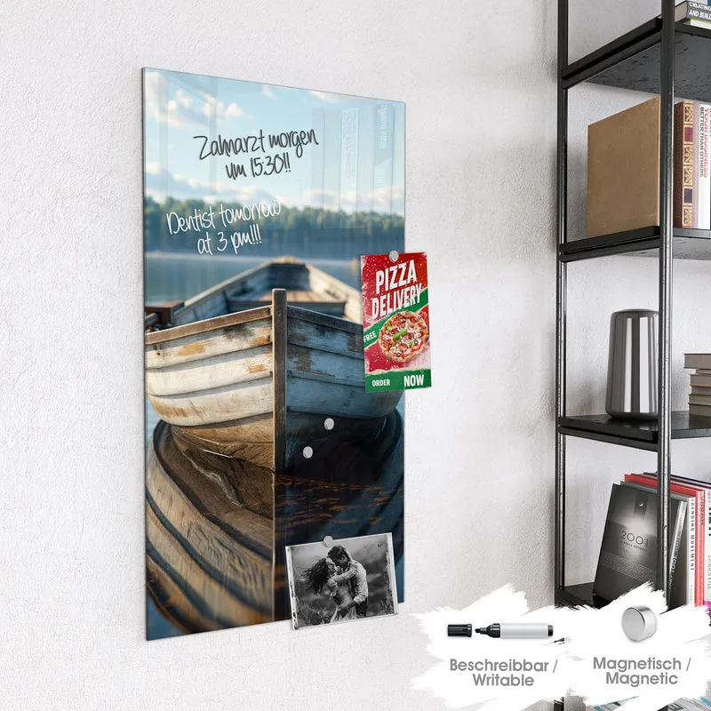 Magnettafel - Ruderboot am Waldsee