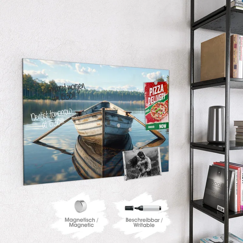 Magnettafel - Ruderboot am Waldsee