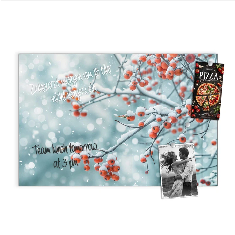 Magnettafel - Beeren im Schnee