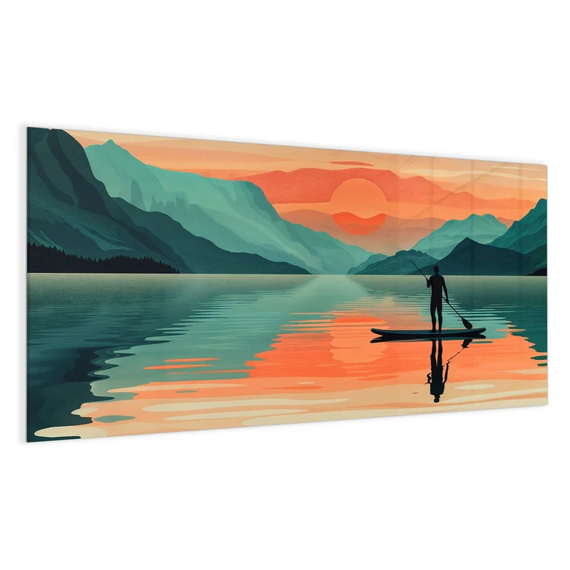 Magnettafel - Paddler im Abendrot