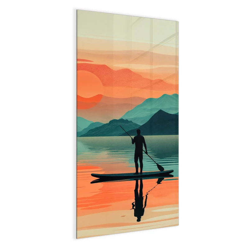 Magnettafel - Paddler im Abendrot