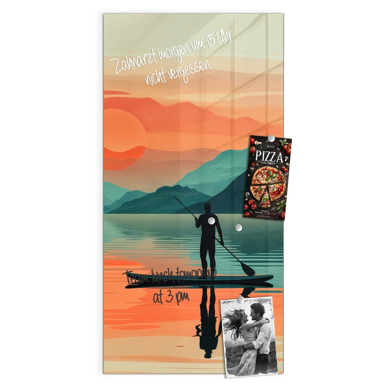 Magnettafel - Paddler im Abendrot