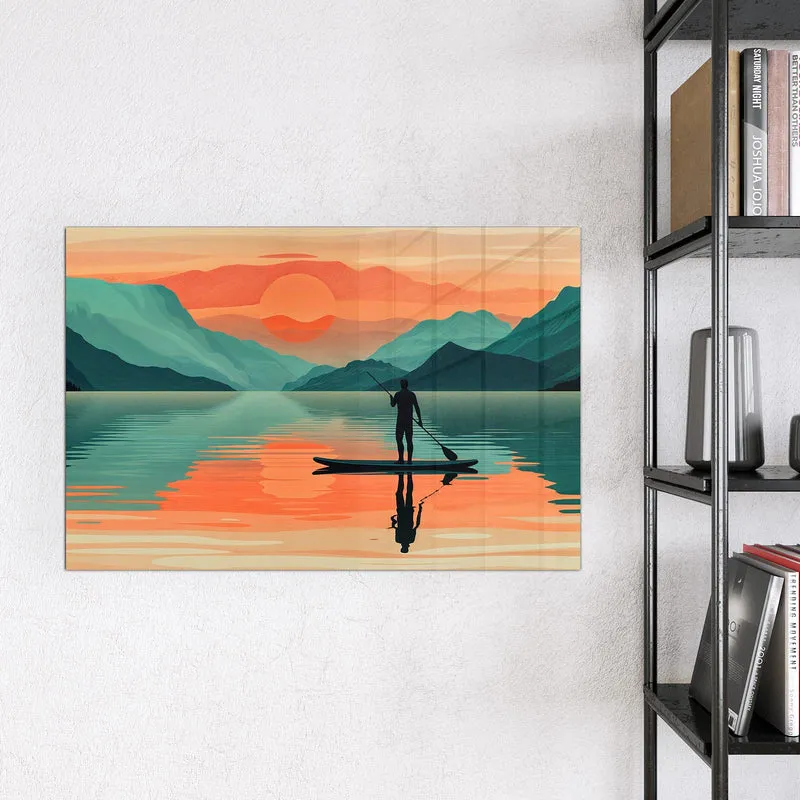 Magnettafel - Paddler im Abendrot