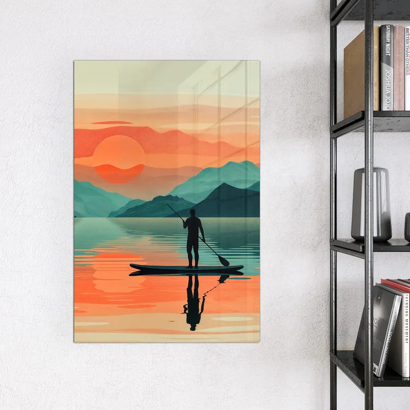 Magnettafel - Paddler im Abendrot