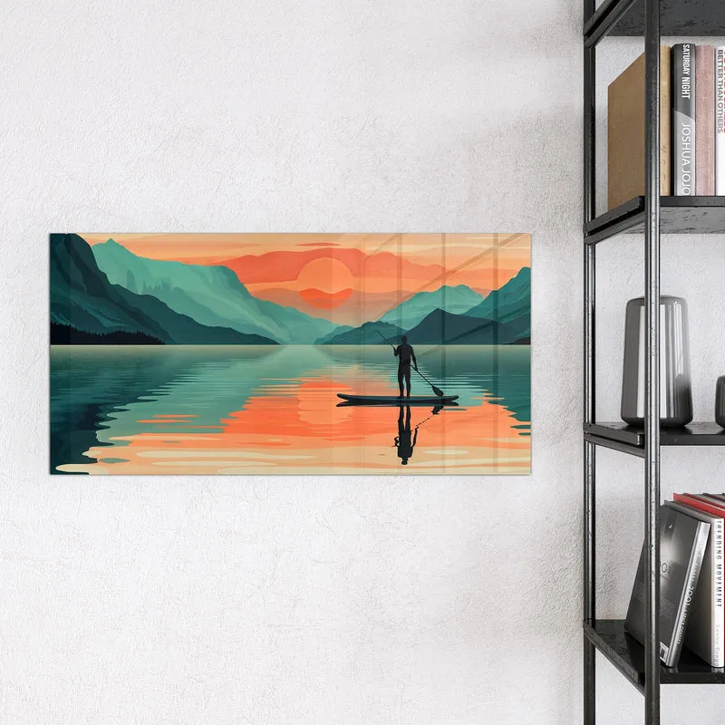 Magnettafel - Paddler im Abendrot