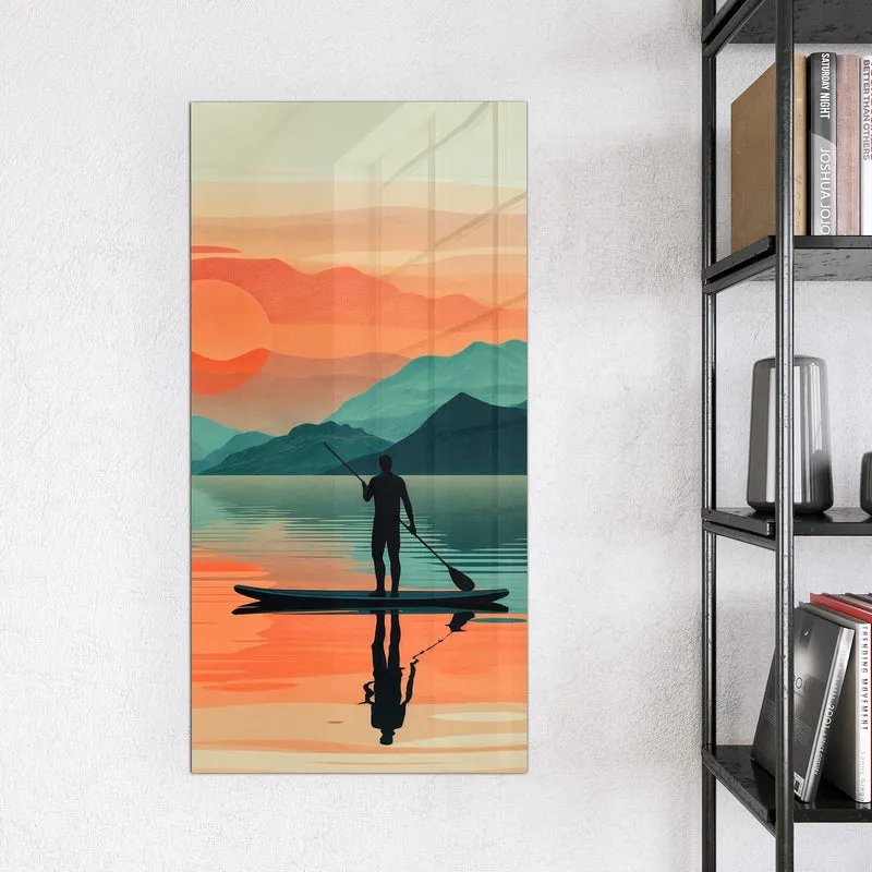 Magnettafel - Paddler im Abendrot