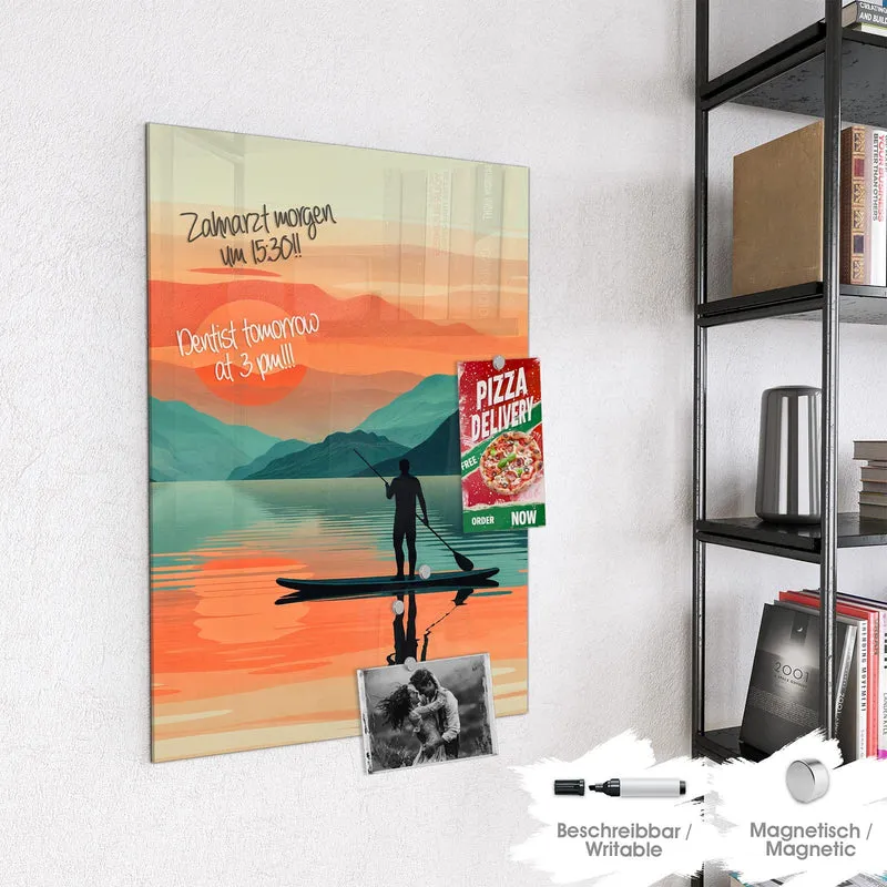 Magnettafel - Paddler im Abendrot