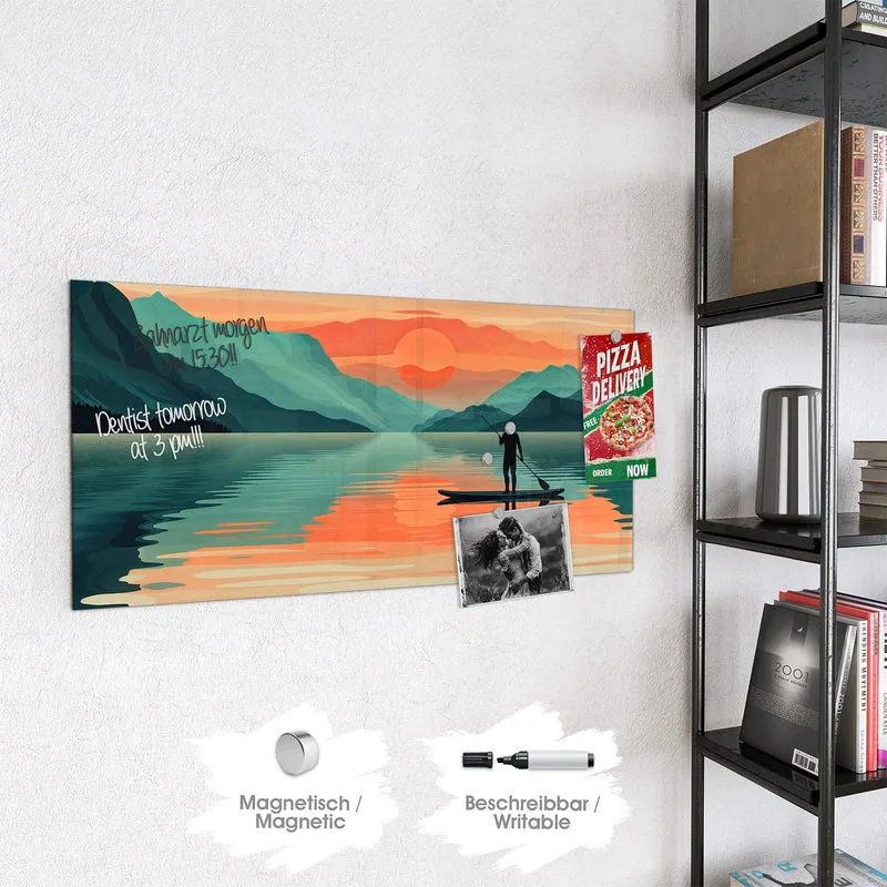 Magnettafel - Paddler im Abendrot