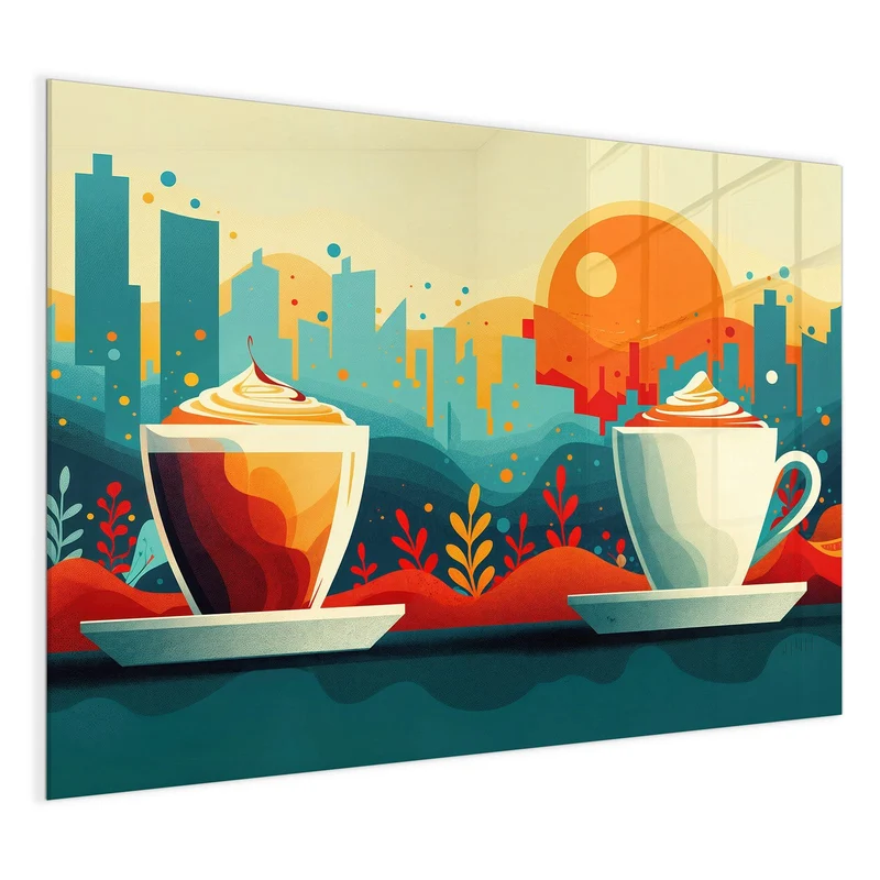 Magnettafel - Kaffee mit Stadtblick
