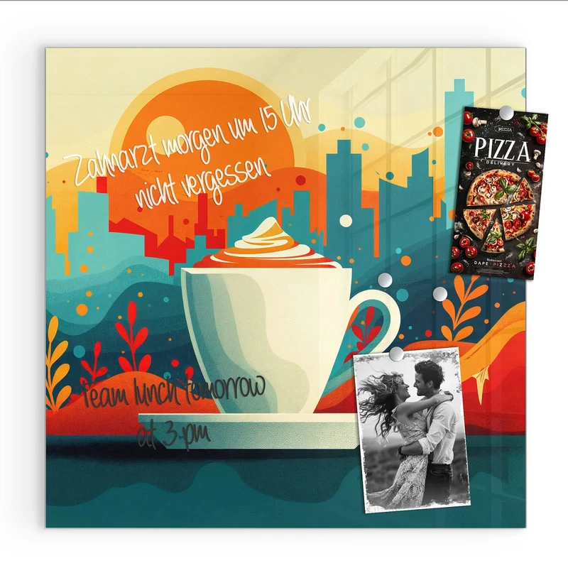 Magnettafel - Kaffee mit Stadtblick