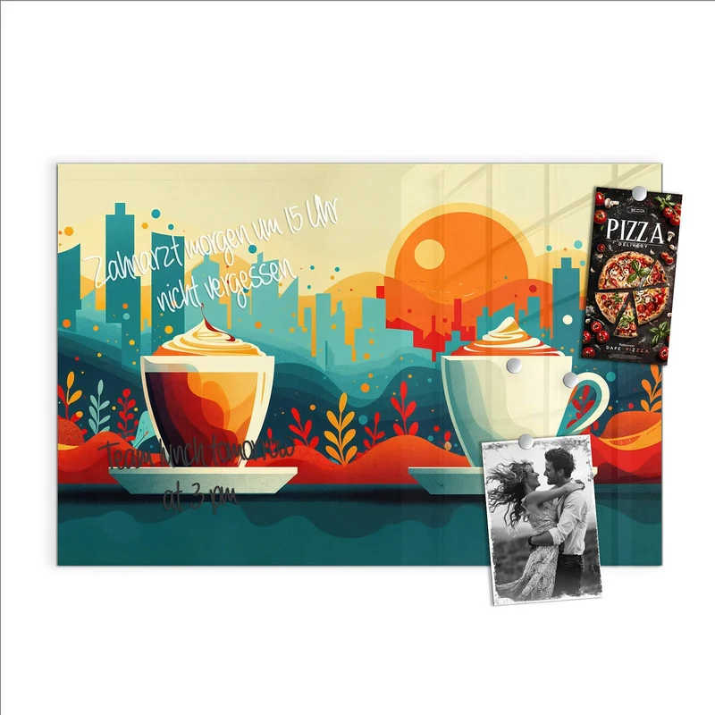 Magnettafel - Kaffee mit Stadtblick