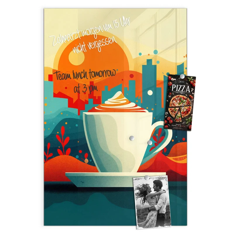 Magnettafel - Kaffee mit Stadtblick