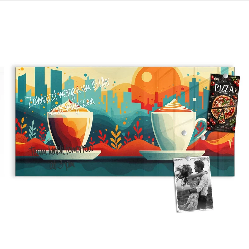 Magnettafel - Kaffee mit Stadtblick