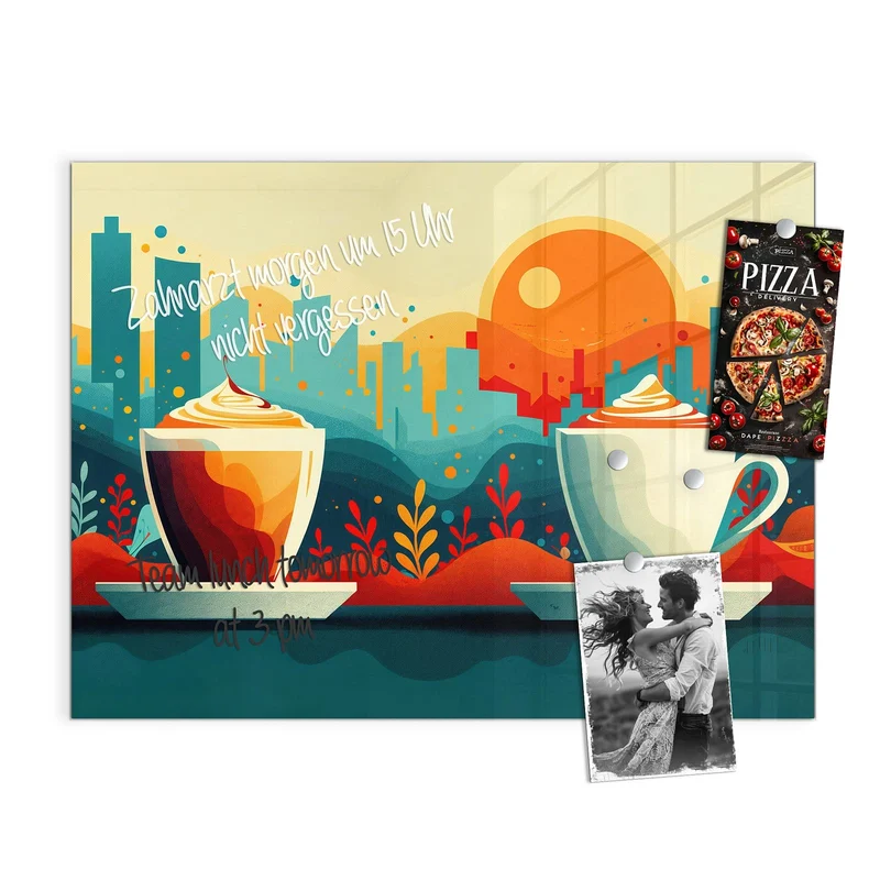 Magnettafel - Kaffee mit Stadtblick