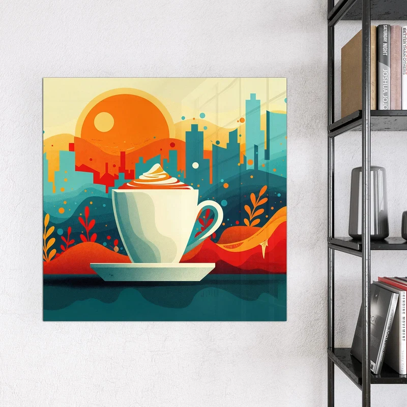 Magnettafel - Kaffee mit Stadtblick