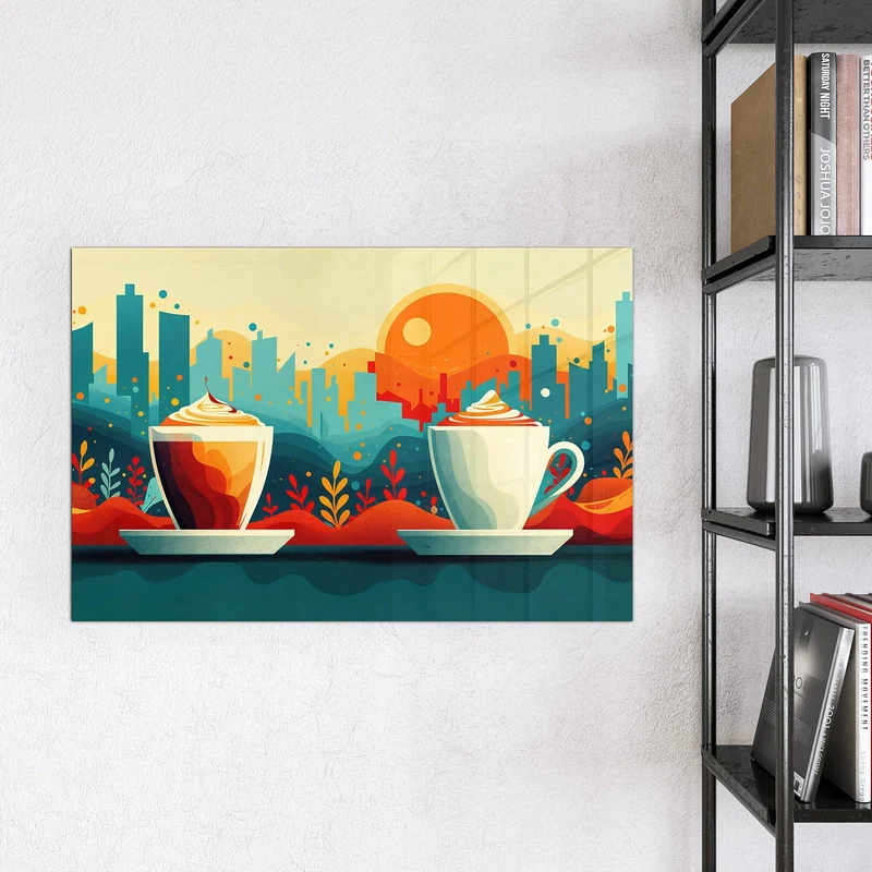 Magnettafel - Kaffee mit Stadtblick