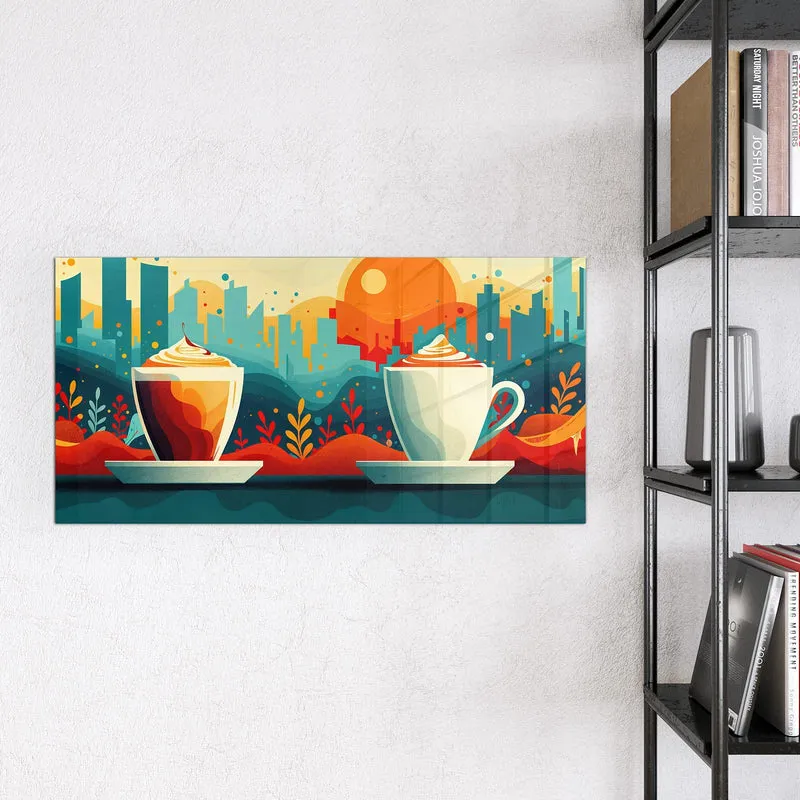 Magnettafel - Kaffee mit Stadtblick