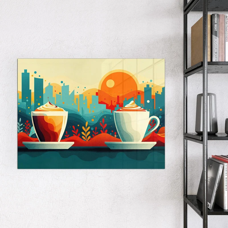 Magnettafel - Kaffee mit Stadtblick