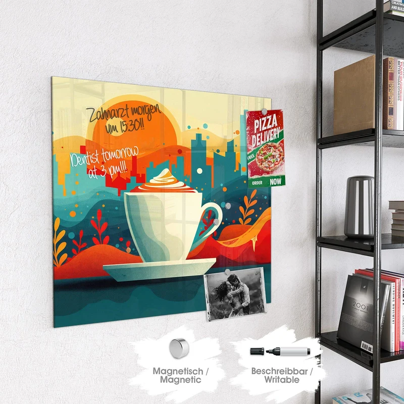 Magnettafel - Kaffee mit Stadtblick