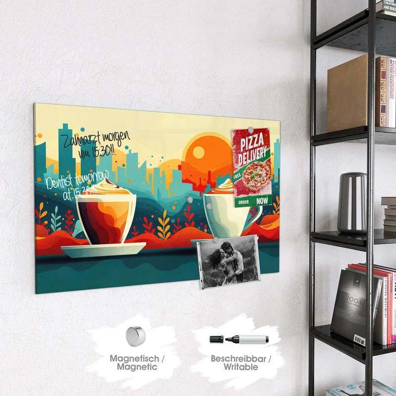 Magnettafel - Kaffee mit Stadtblick