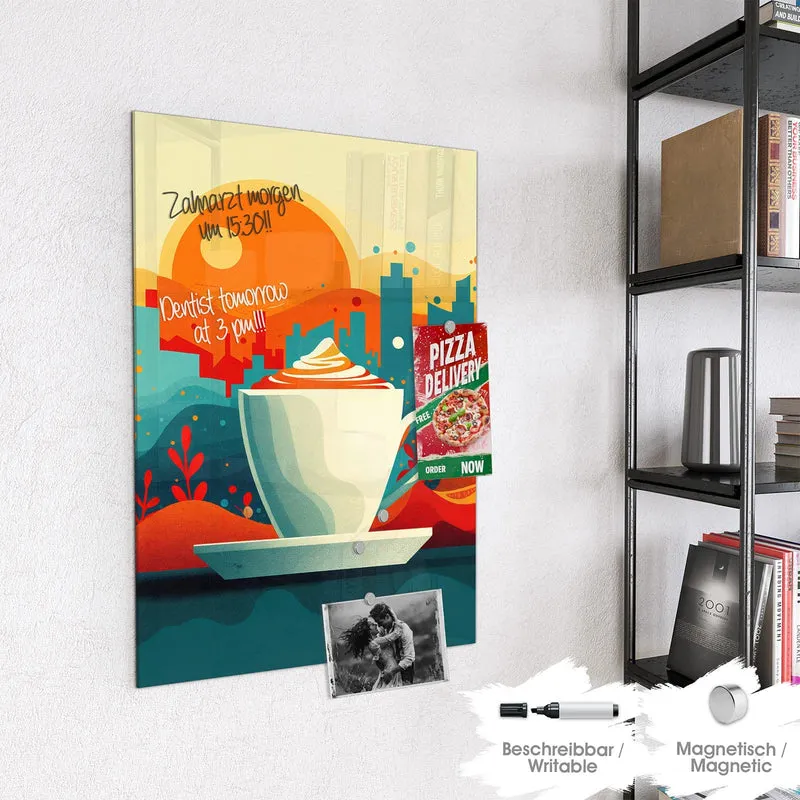Magnettafel - Kaffee mit Stadtblick