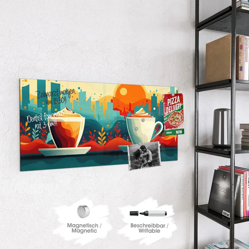 Magnettafel - Kaffee mit Stadtblick