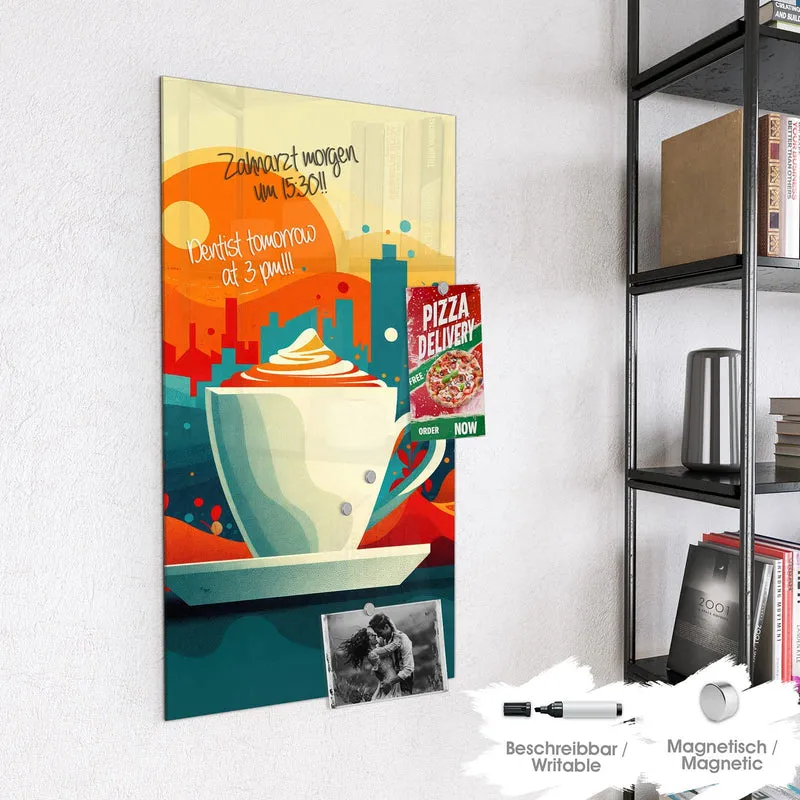Magnettafel - Kaffee mit Stadtblick