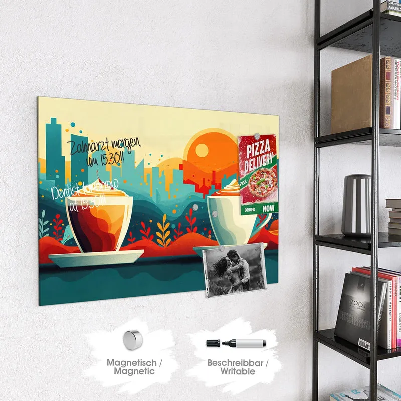 Magnettafel - Kaffee mit Stadtblick