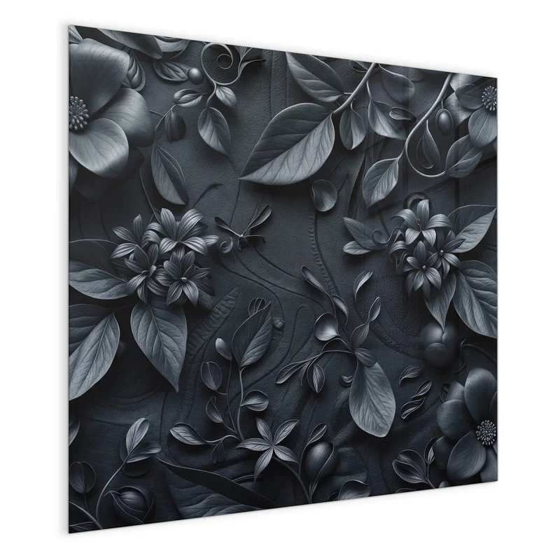 Magnettafel - Blütenrelief in Schwarz