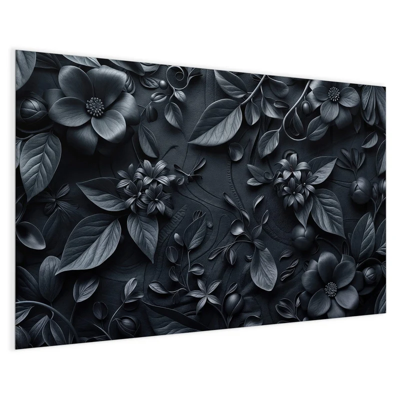 Magnettafel - Blütenrelief in Schwarz