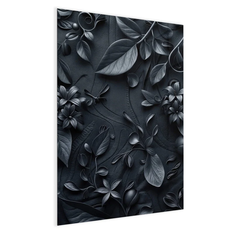 Magnettafel - Blütenrelief in Schwarz